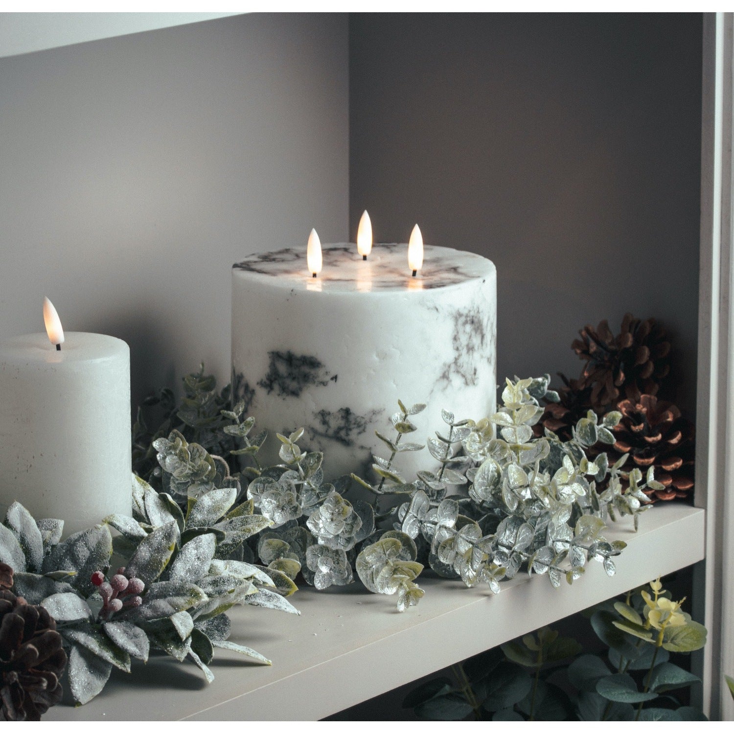 Luxe Collection Natural Glow 6x6 Marble Effect LED Candle Candle