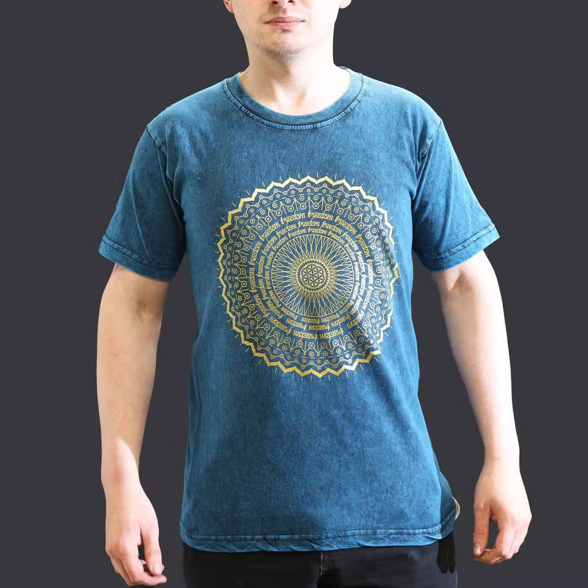 Small Stone Washed T.shirt Hamsa Blue Blue Clothing