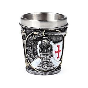 Decorative shot glass - Medival White Knight White Knight with Red and White Sheield Shot Glasses