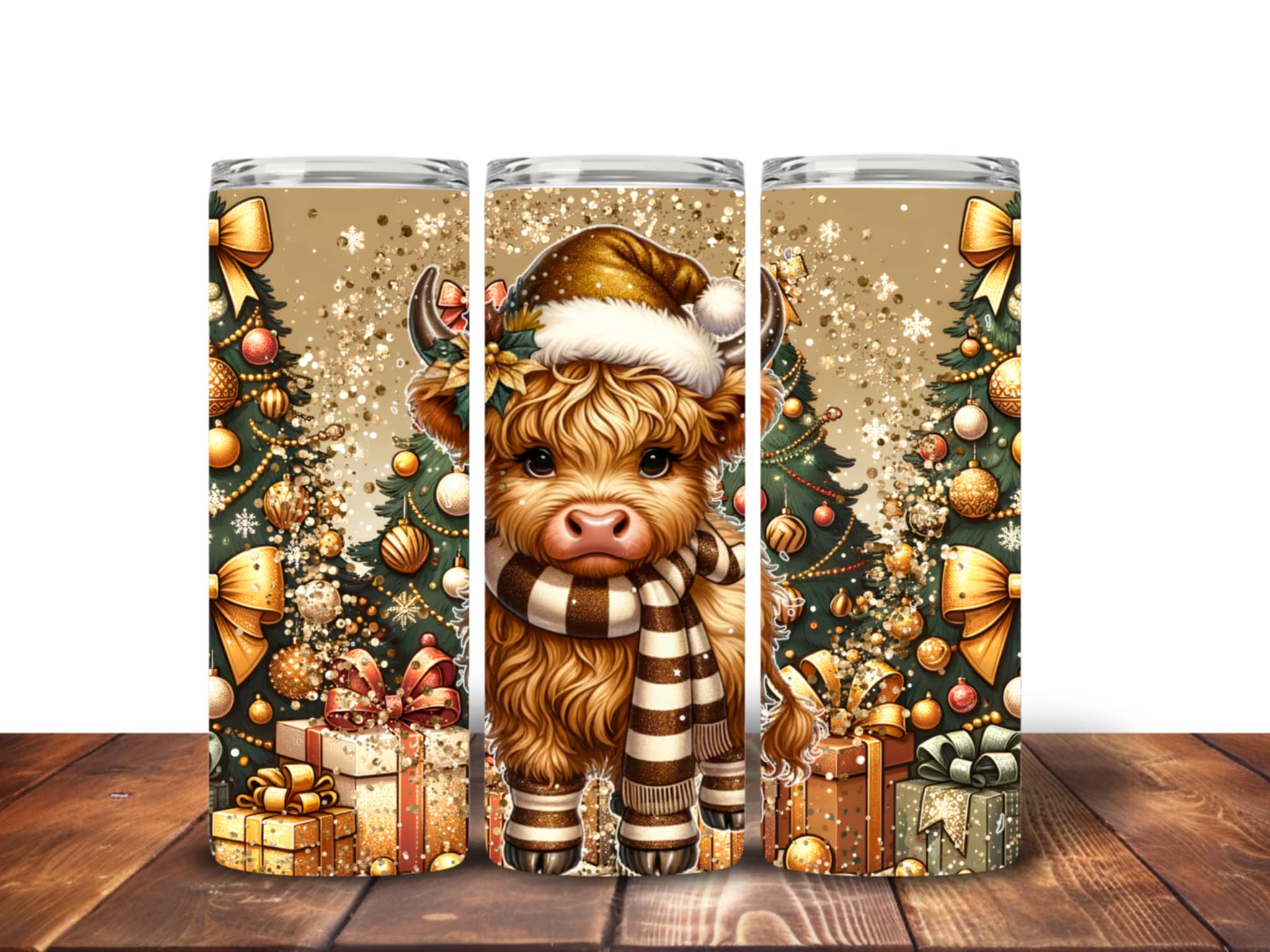 Highland Cow Christmas tumblers Design 6 Tumbler