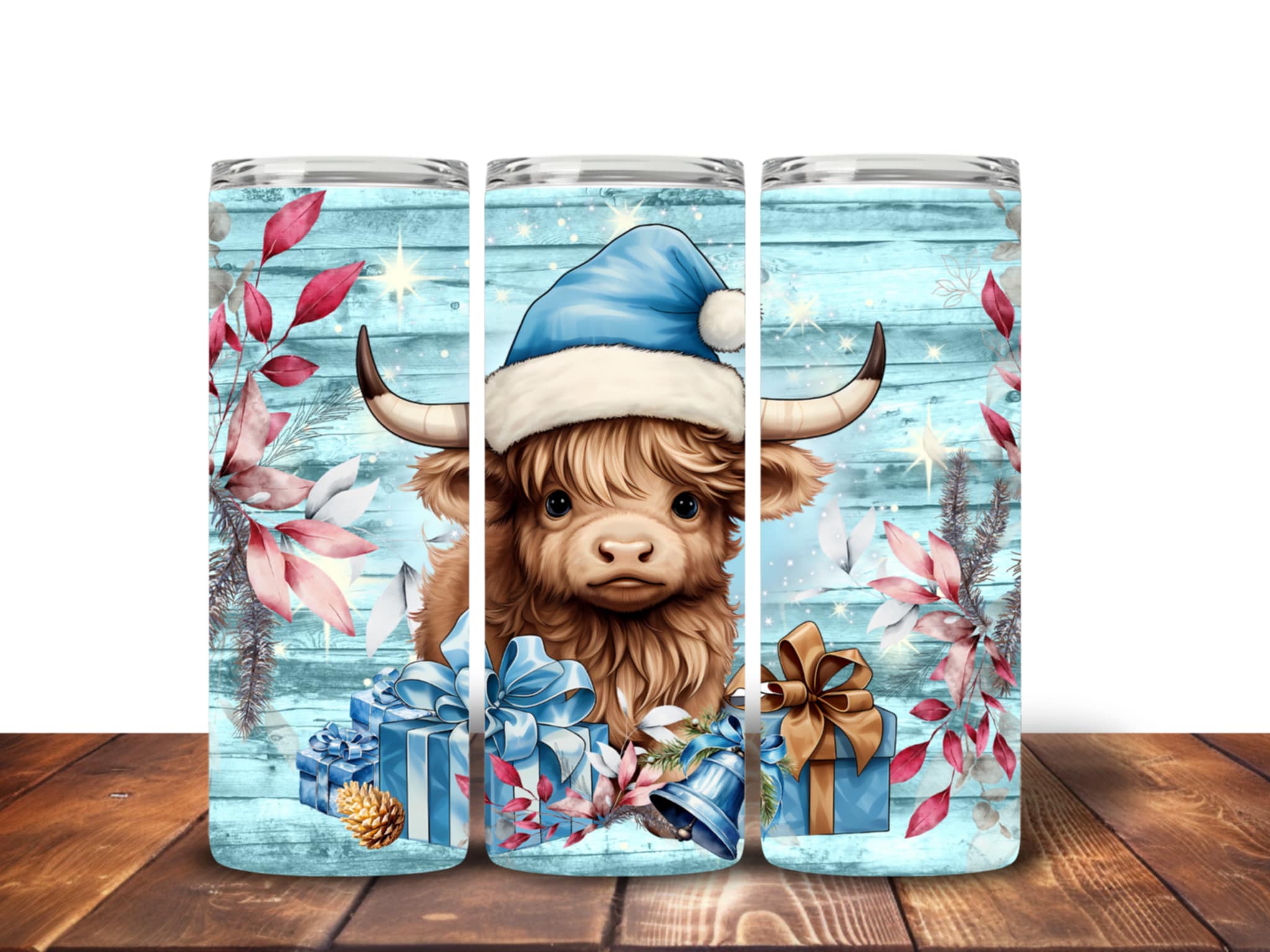 Highland Cow Christmas tumblers Design 3 Tumbler