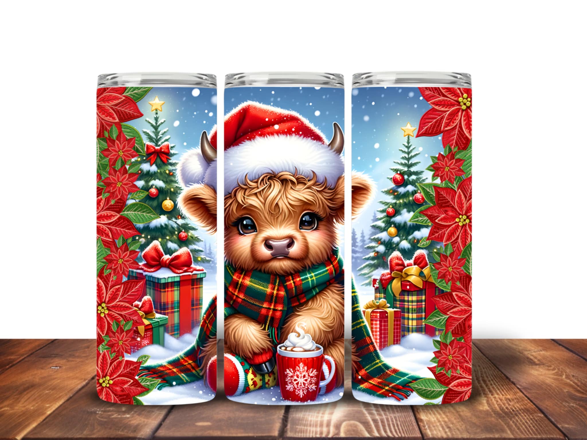 Highland Cow Christmas tumblers Design 9 Tumbler
