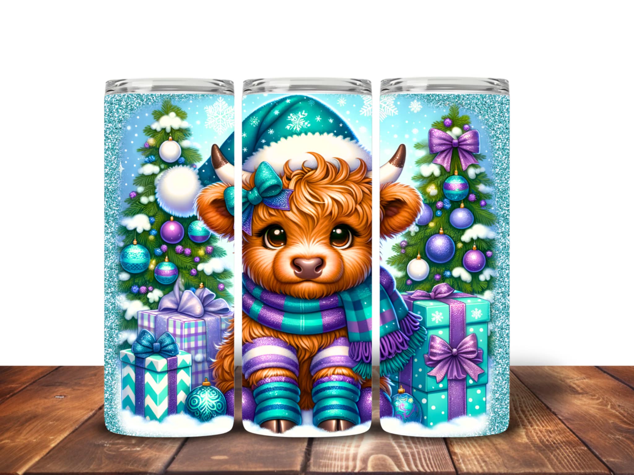 Highland Cow Christmas tumblers Design 7 Tumbler