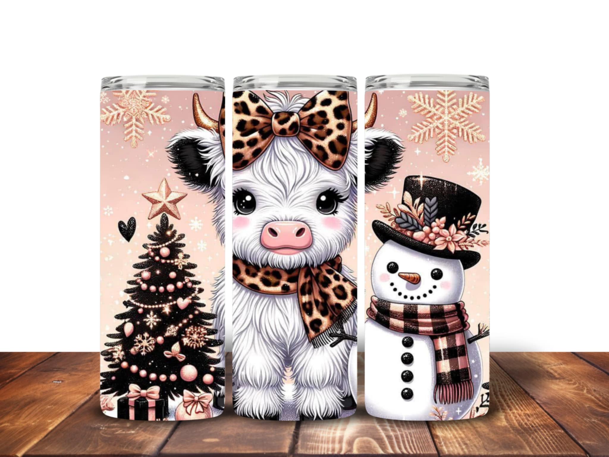 Highland Cow Christmas tumblers Design 2 Tumbler