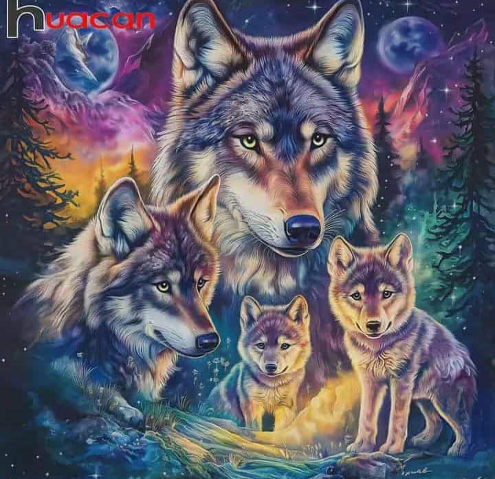Mystical wolf Family Diamond art kit 20x20