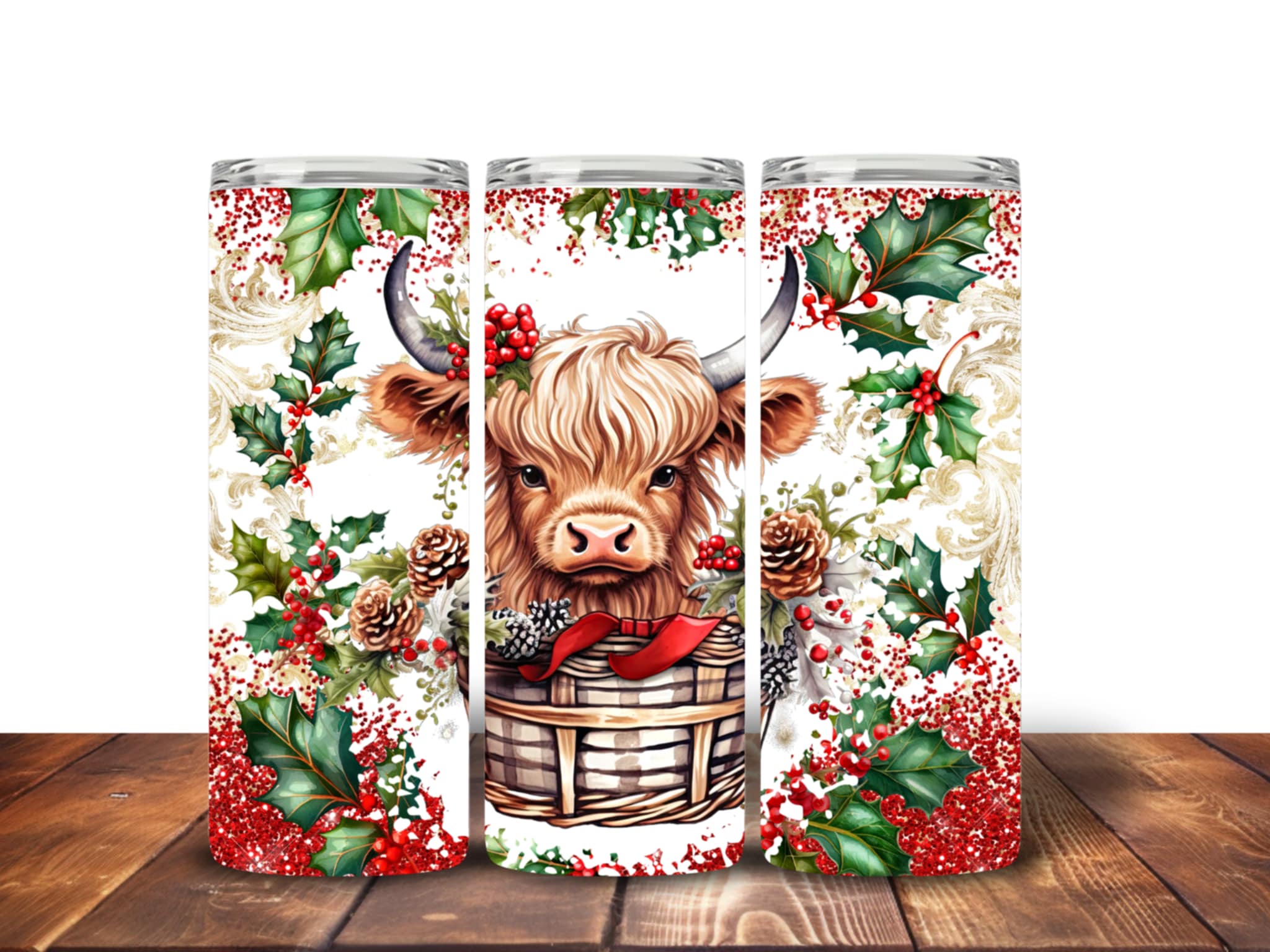 Highland Cow Christmas tumblers Design 1 Tumbler