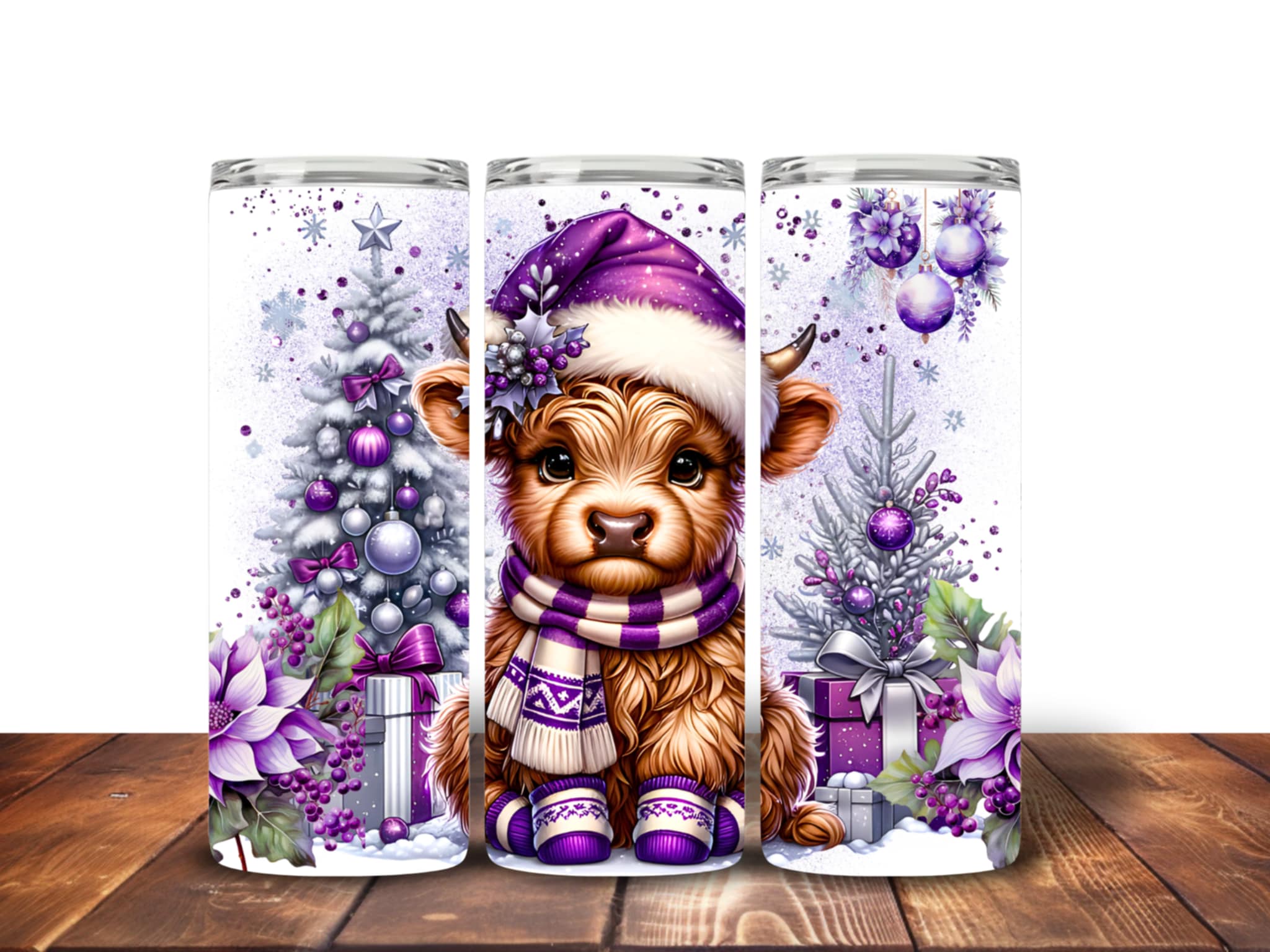 Highland Cow Christmas tumblers Design 4 Tumbler