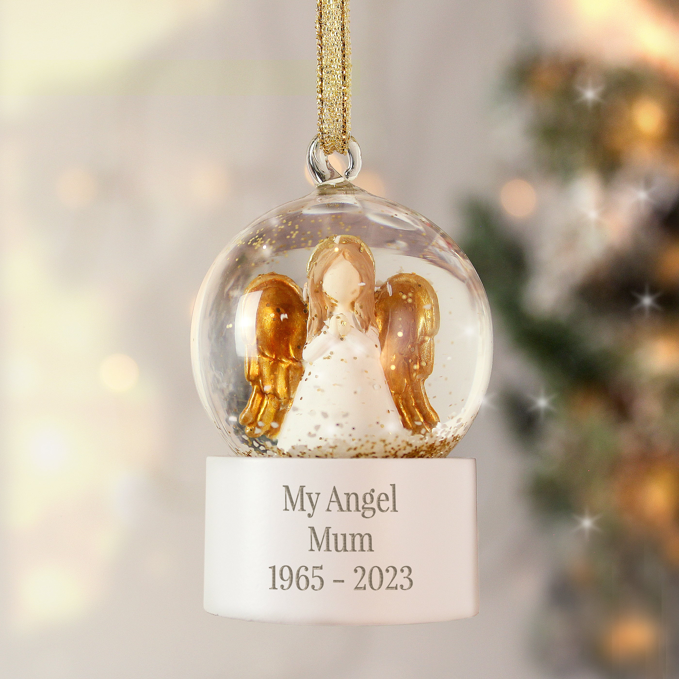 Personalised Angel Snow Globe Tree decoration