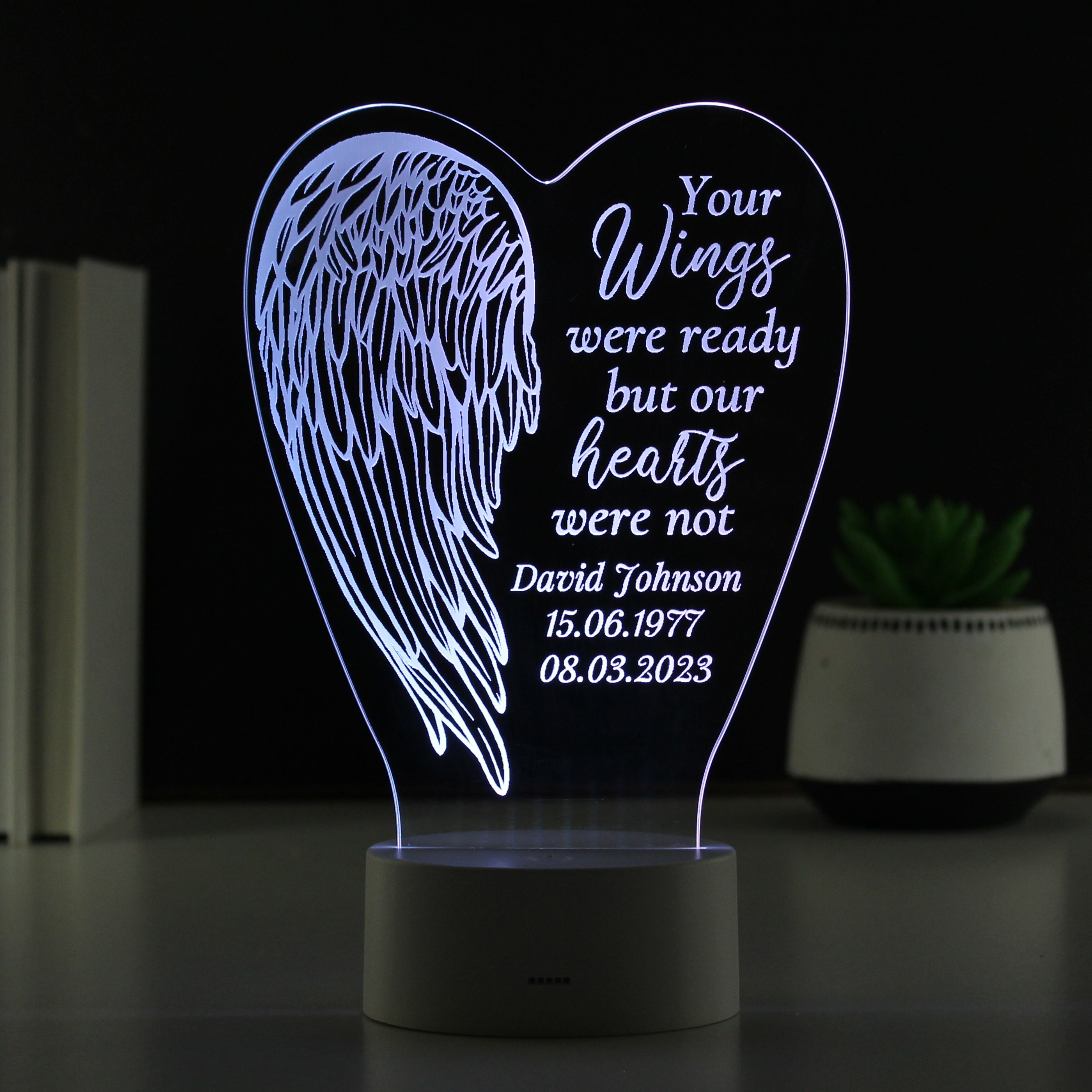 Personalised Angel Wings Memorial Colour Changing LED Light Led light
