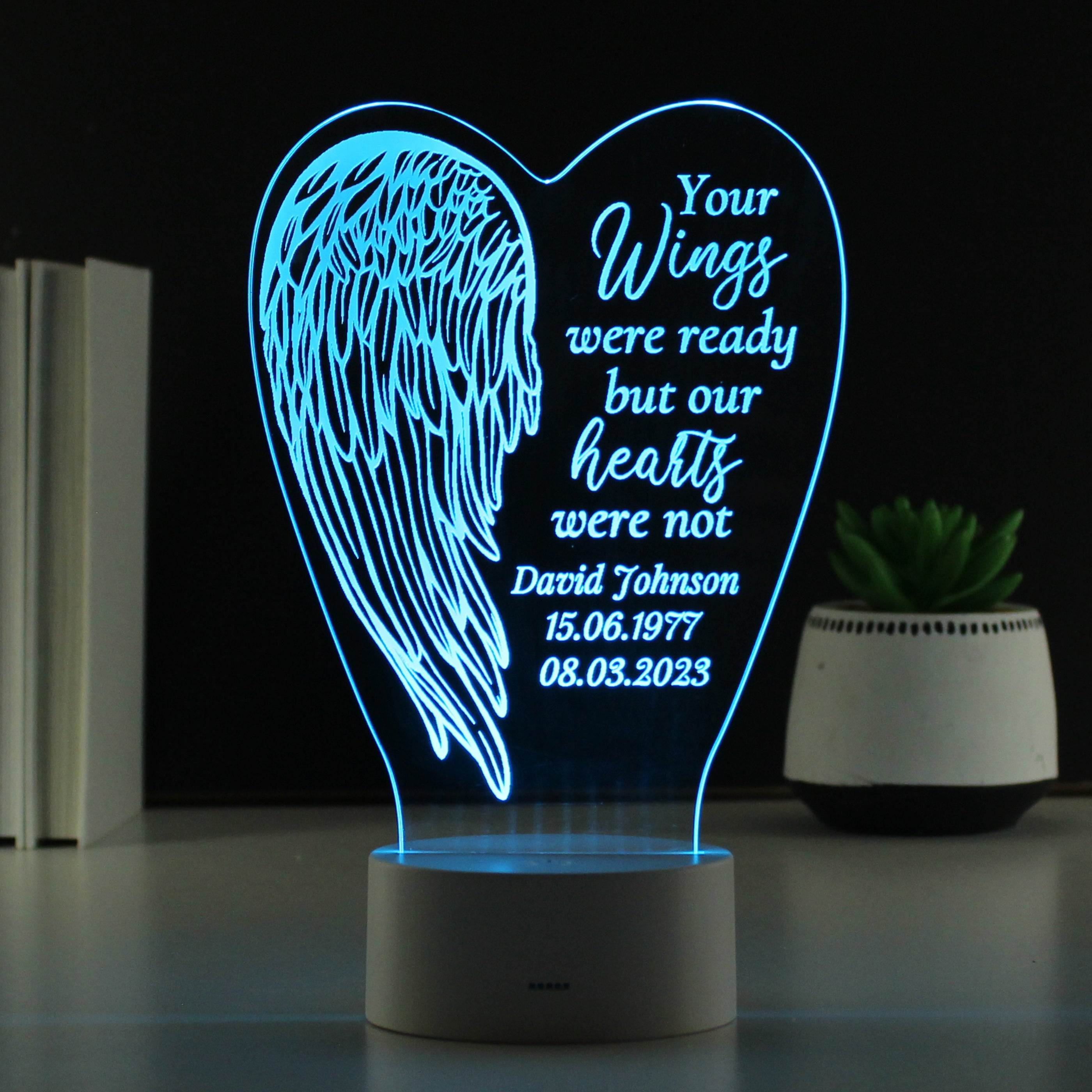 Personalised Angel Wings Memorial Colour Changing LED Light Led light