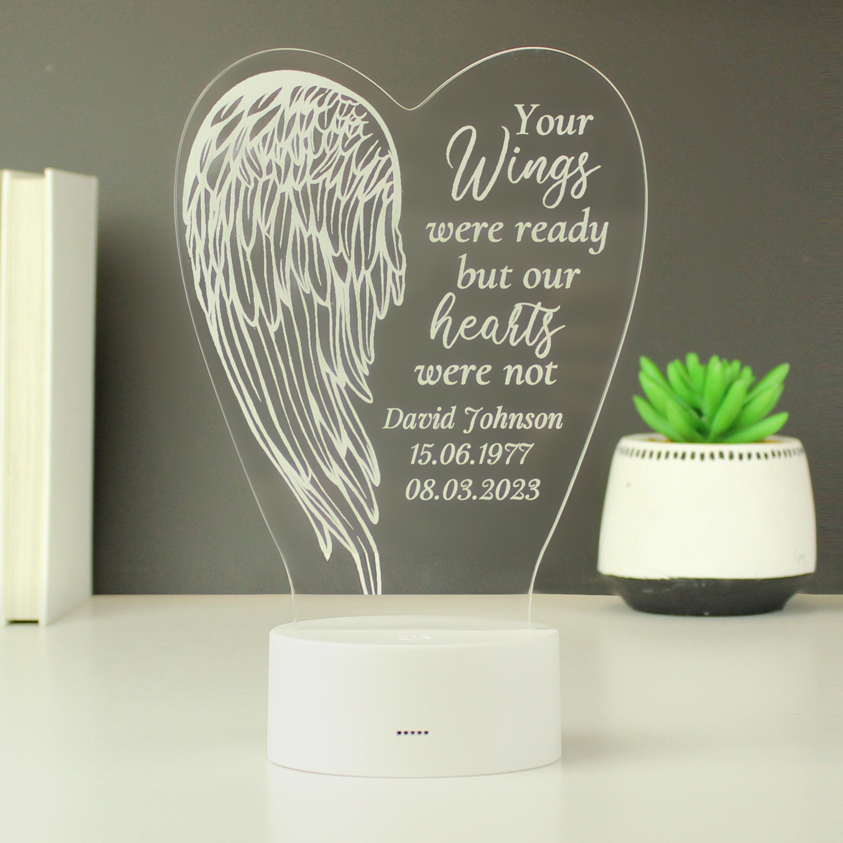 Personalised Angel Wings Memorial Colour Changing LED Light Led light