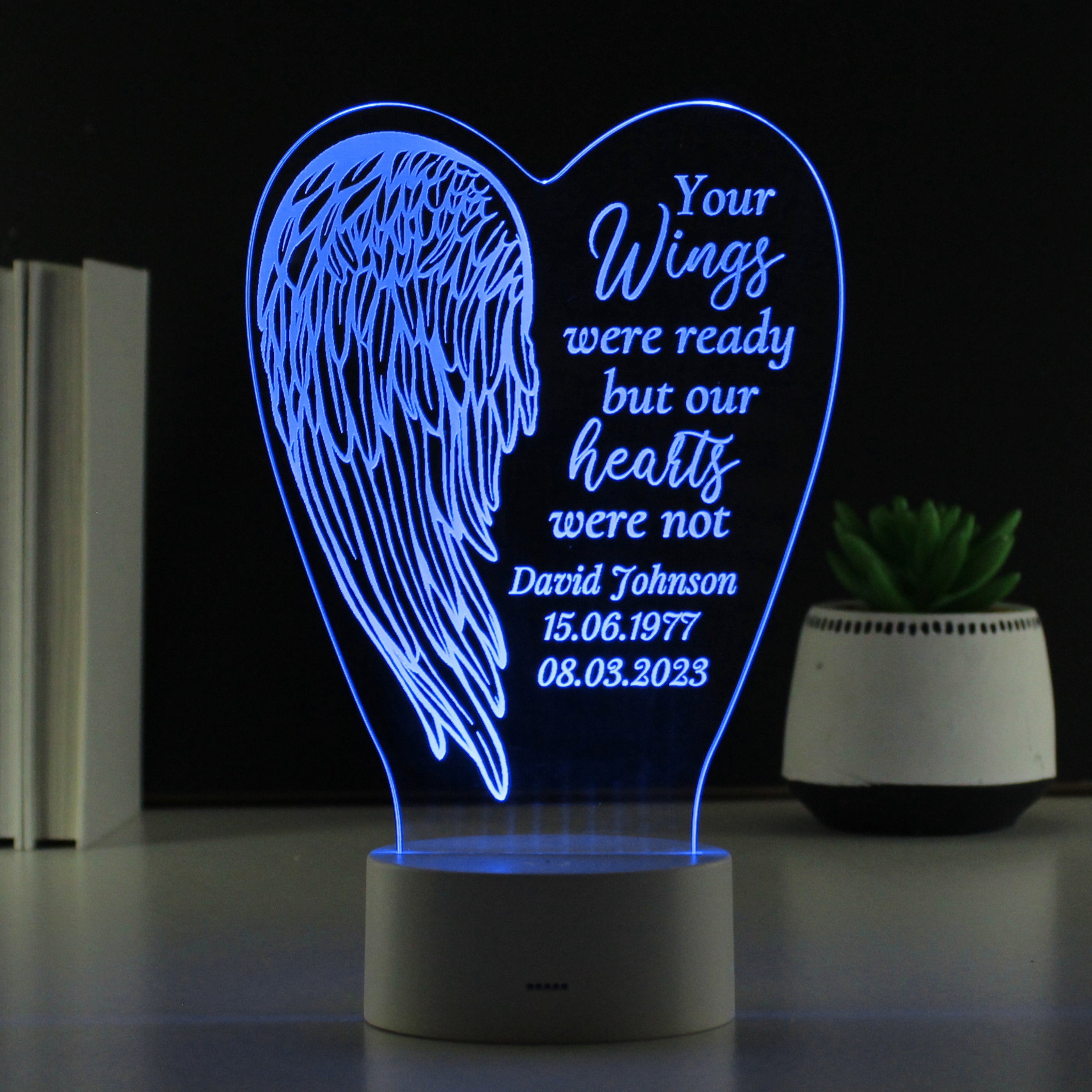 Personalised Angel Wings Memorial Colour Changing LED Light Led light