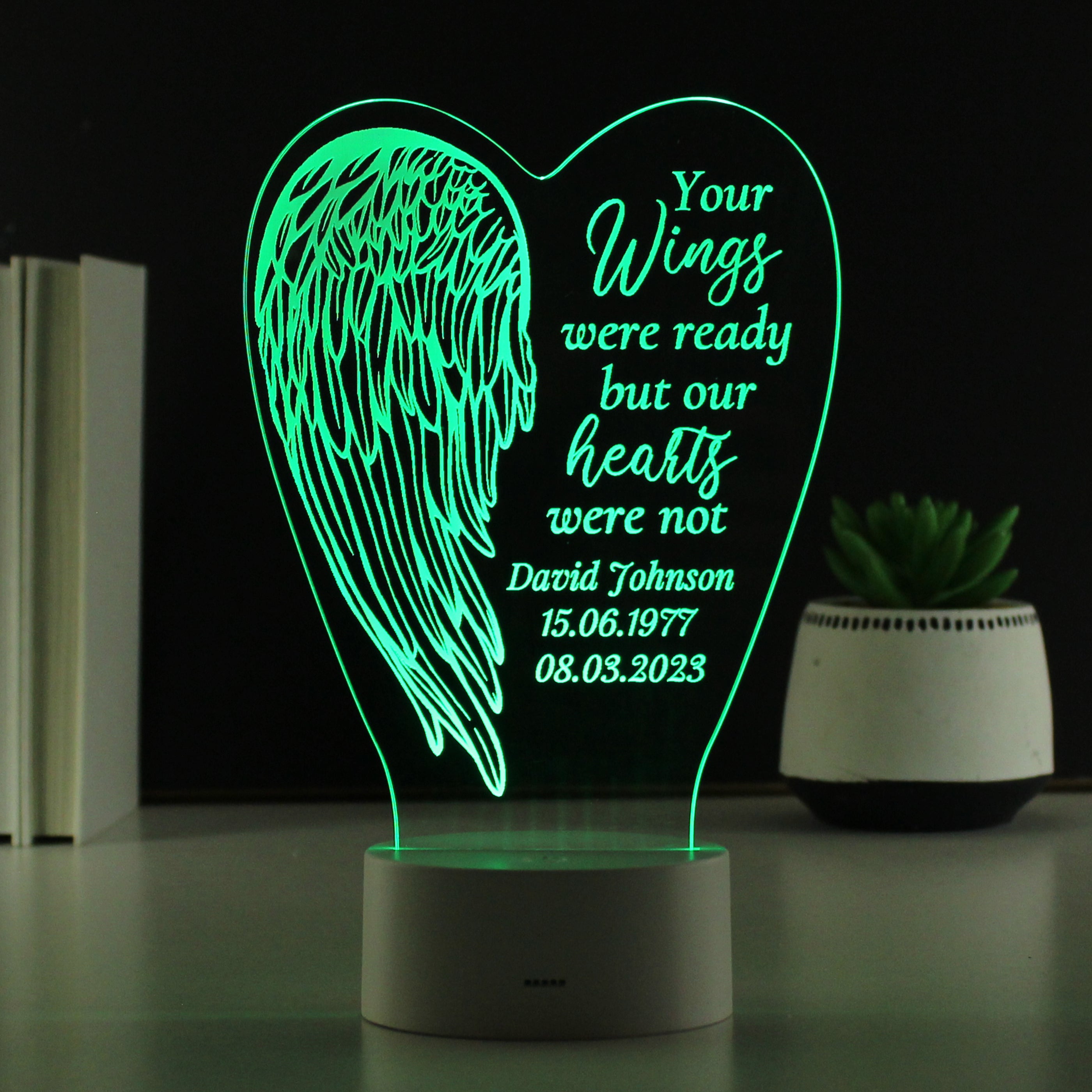 Personalised Angel Wings Memorial Colour Changing LED Light Led light