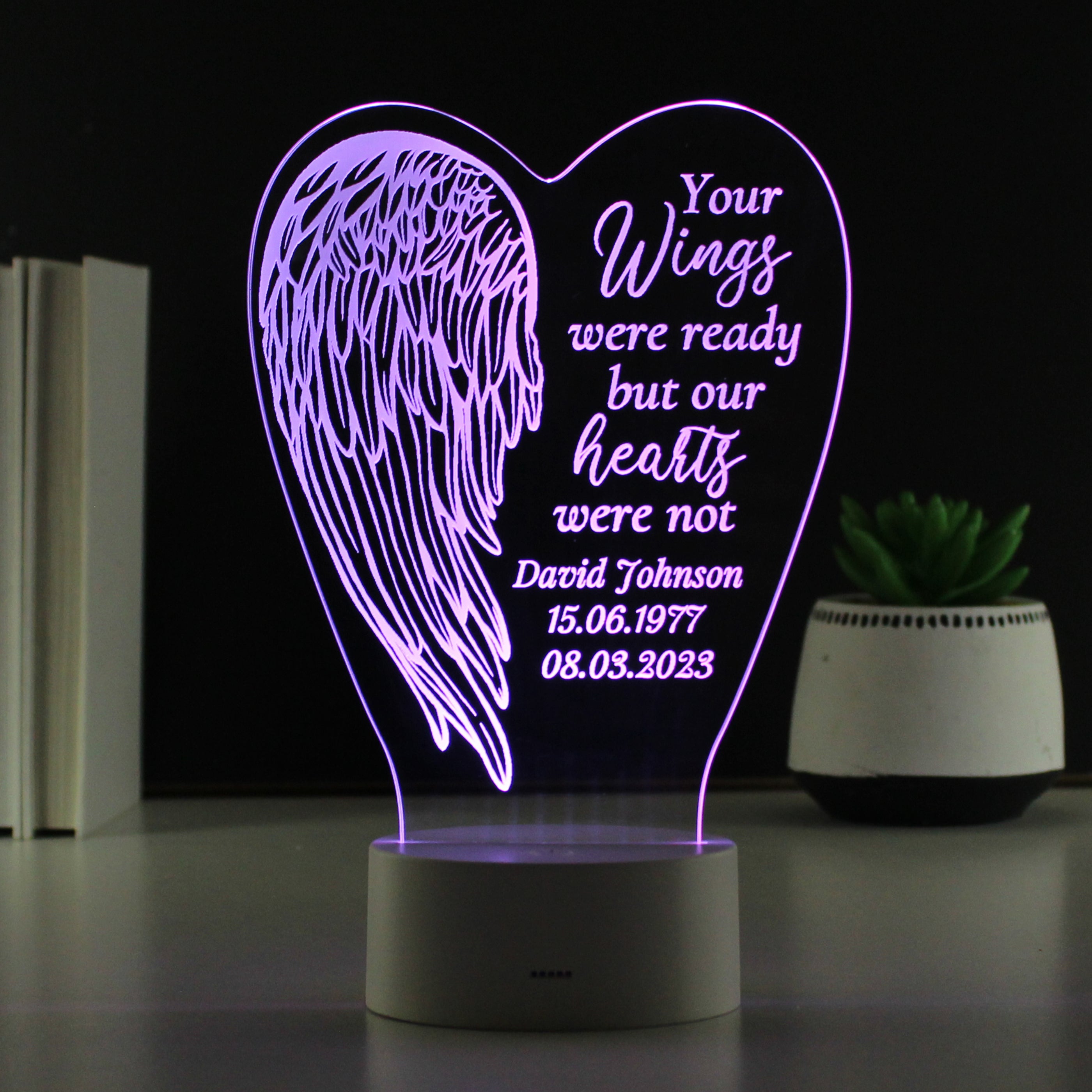 Personalised Angel Wings Memorial Colour Changing LED Light Led light