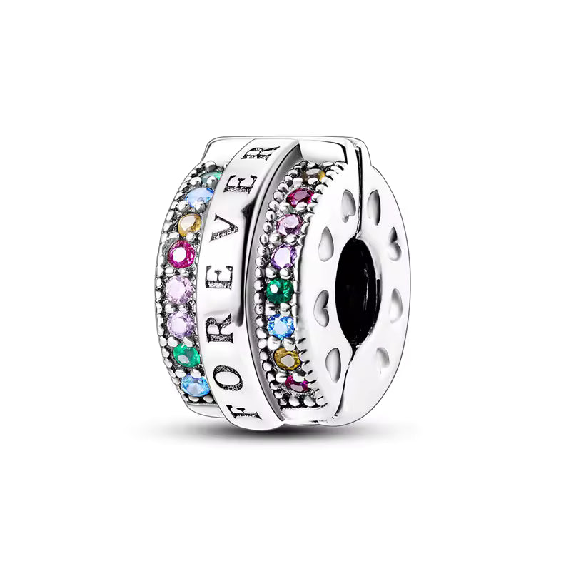 Forever Multi-Color Zircon Clip Stopper in 925 Sterling Silver
