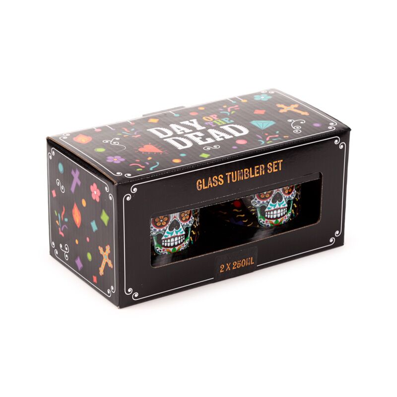 Day of the Dead Glass Tumbler Set of 2 250ml - Tumbler