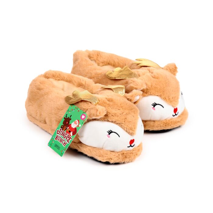 Plush Slippers - Jingle Bunch Christmas Reindeer