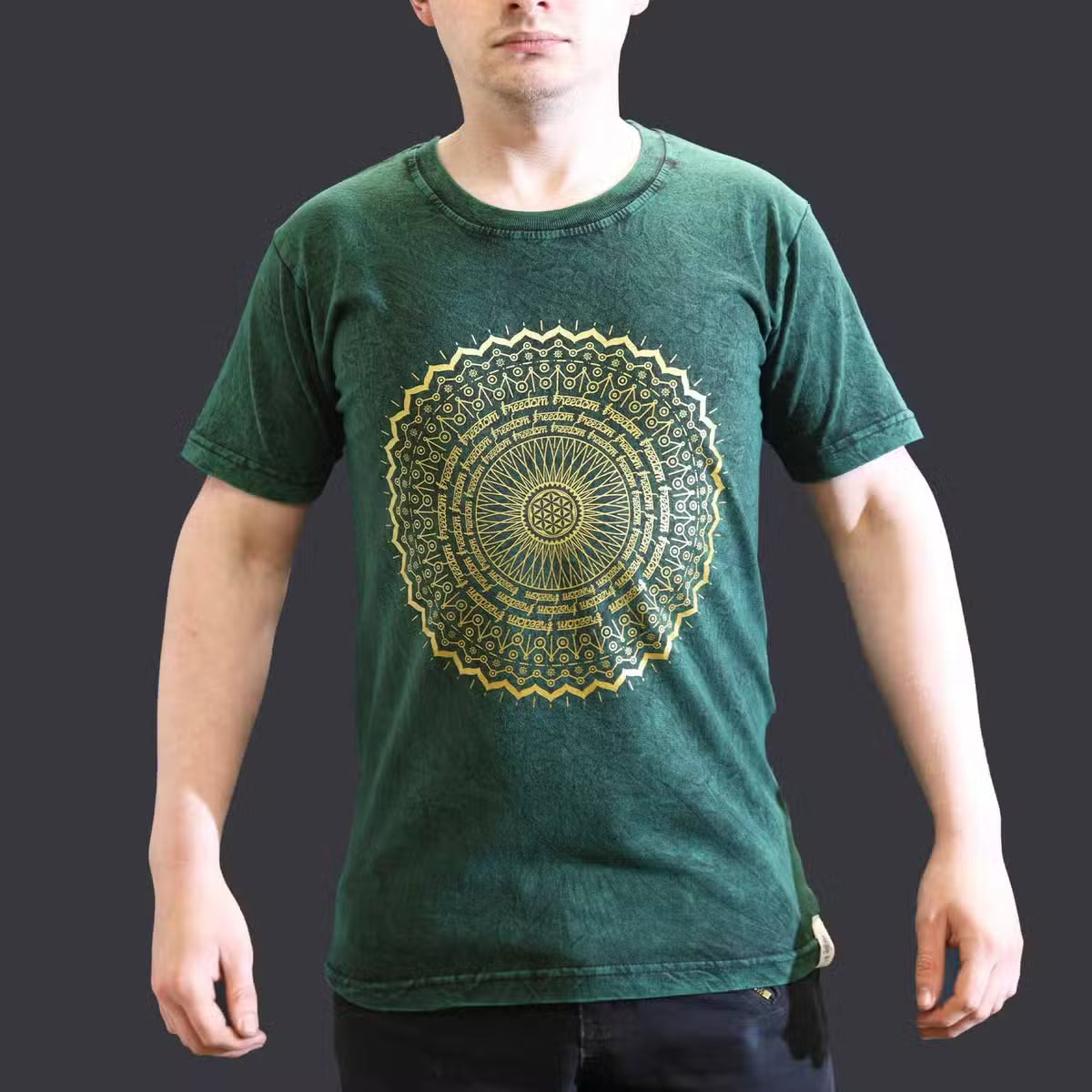 Small Stone Washed T.shirt Hamsa Blue Green Clothing