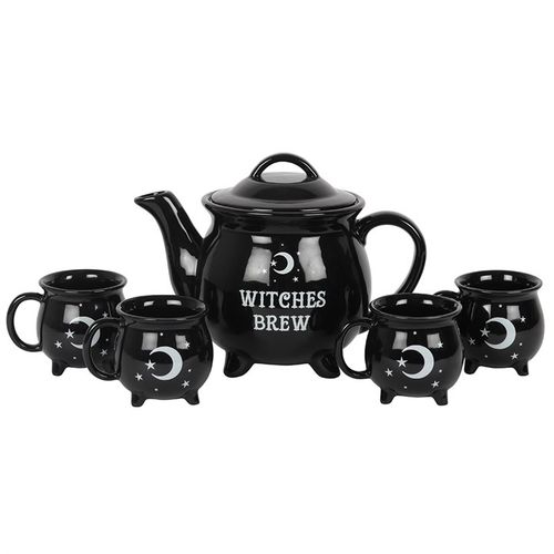 Witches Brew Ceramic Cauldron Tea Set Teaset