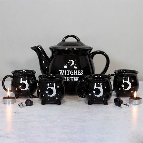 Witches Brew Ceramic Cauldron Tea Set Teaset
