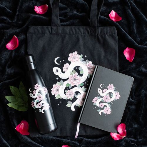 Floral Snake Polycotton Tote Bag Bag