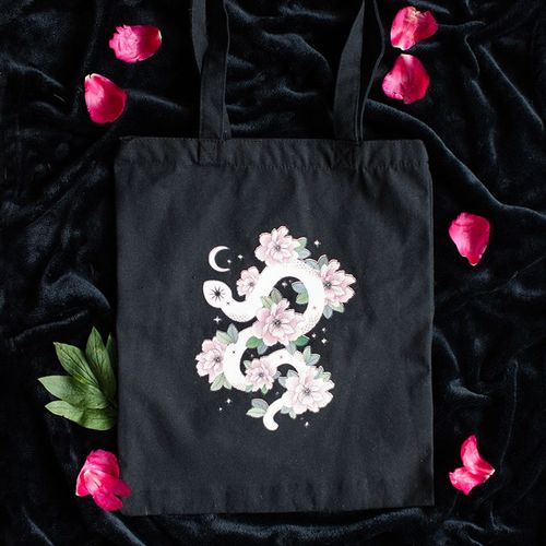 Floral Snake Polycotton Tote Bag Bag