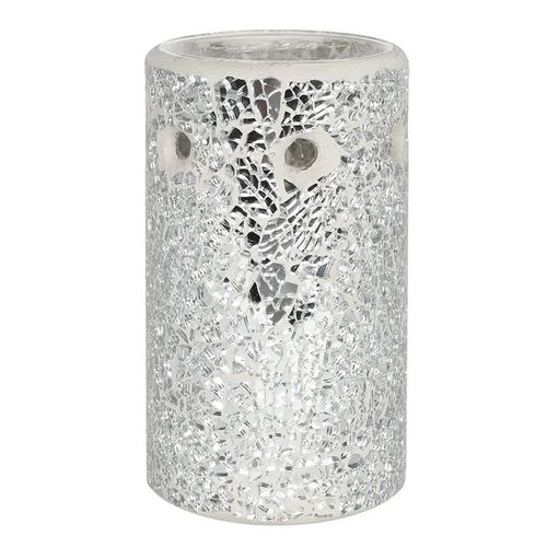 Silver or Gold Pillar Crackle Glass Oil Burner and Wax Warmer Oil Burner