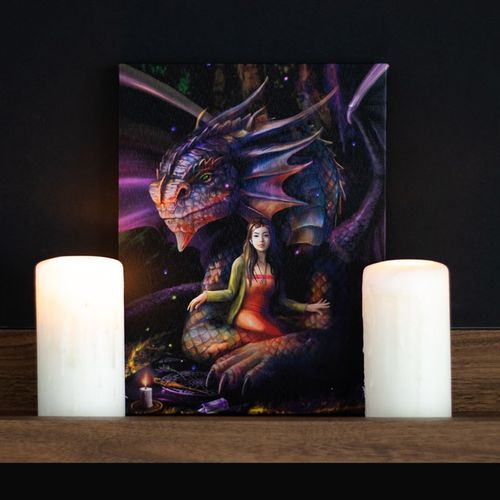 19x25cm Spirit Dragon Canvas Plaque by Anne Stokes Canvas