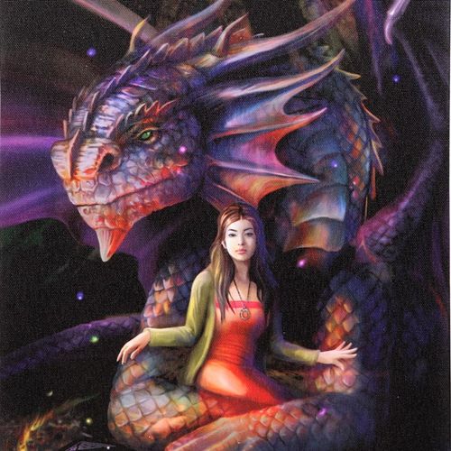 19x25cm Spirit Dragon Canvas Plaque by Anne Stokes Canvas