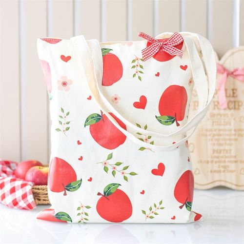 Apple Print Polycotton Tote Bag Bag