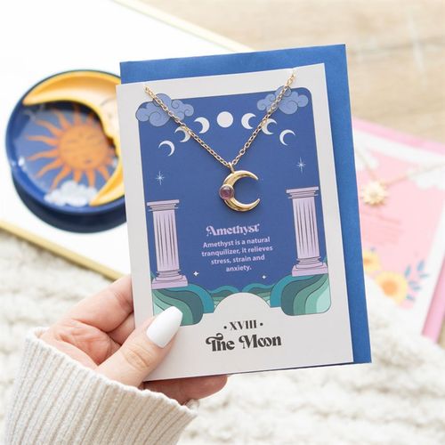 The Moon Celestial Amethyst Necklace Card Necklace