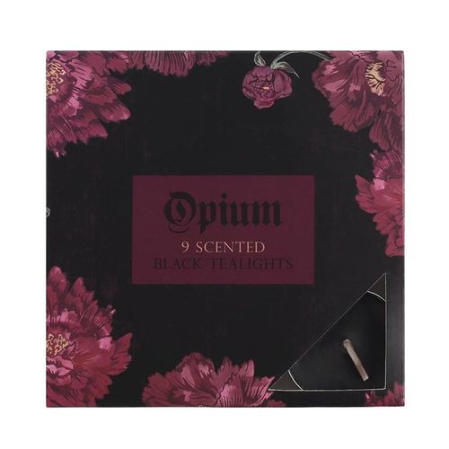 Pack of 9 Opium Scented Black Tealights Tealights
