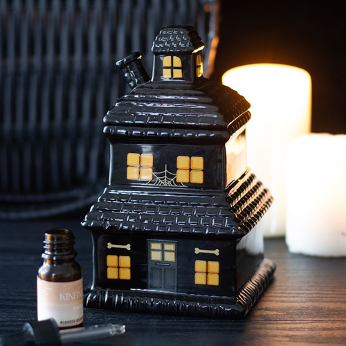 Black Haunted House Oil Burner and Wax Warmer Oil Burner