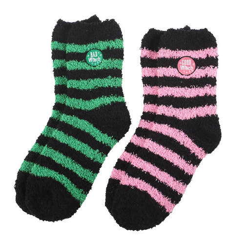 Set of 2 Good Witch and Bad Witch Fluffy Socks Socks