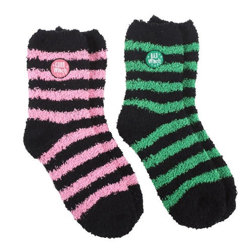 Set of 2 Good Witch and Bad Witch Fluffy Socks Socks