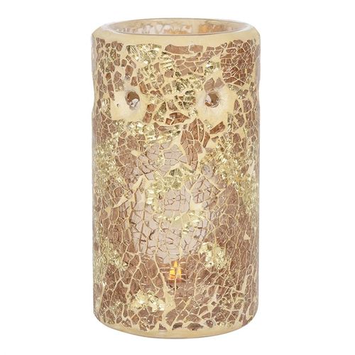 Silver or Gold Pillar Crackle Glass Oil Burner and Wax Warmer Oil Burner