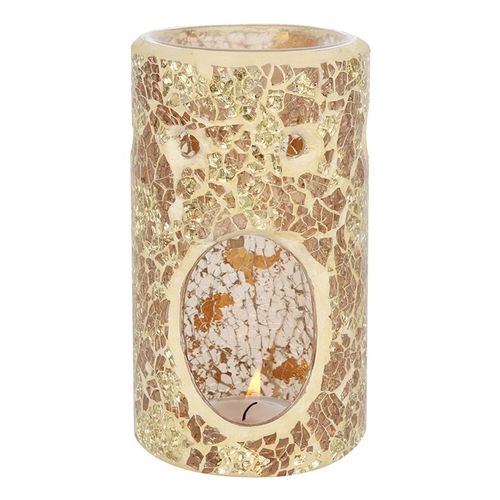 Silver or Gold Pillar Crackle Glass Oil Burner and Wax Warmer Oil Burner
