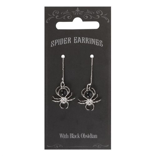 Black Obsidian Spider Threader Earrings Jewellery