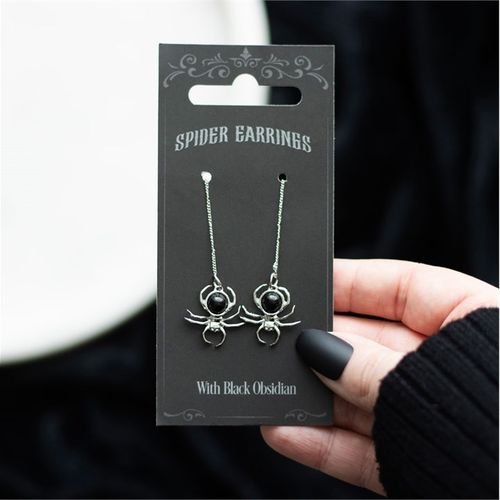 Black Obsidian Spider Threader Earrings Jewellery