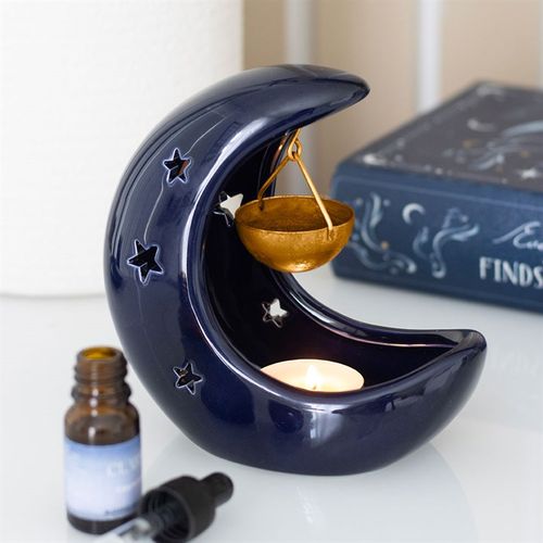 Blue Crescent Moon Hanging Oil Burner Oil Burner