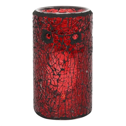Red Pillar Crackle Glass Oil Burner and Wax Warmer Oil Burner