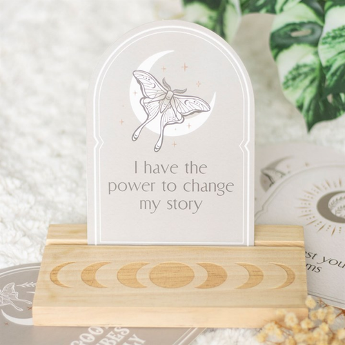 Luna Moth Affirmation Cards with Wooden Stand Tarot Cards