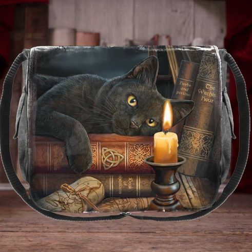 Witching Hour Cat Messenger Bag by Lisa Parker