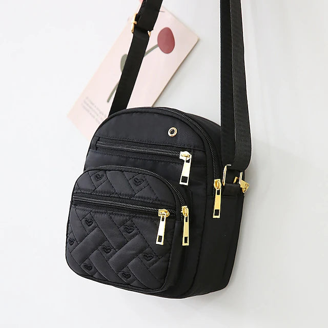 Stylish Quilted Nylon Crossbody Bag with Multiple Pockets Bag