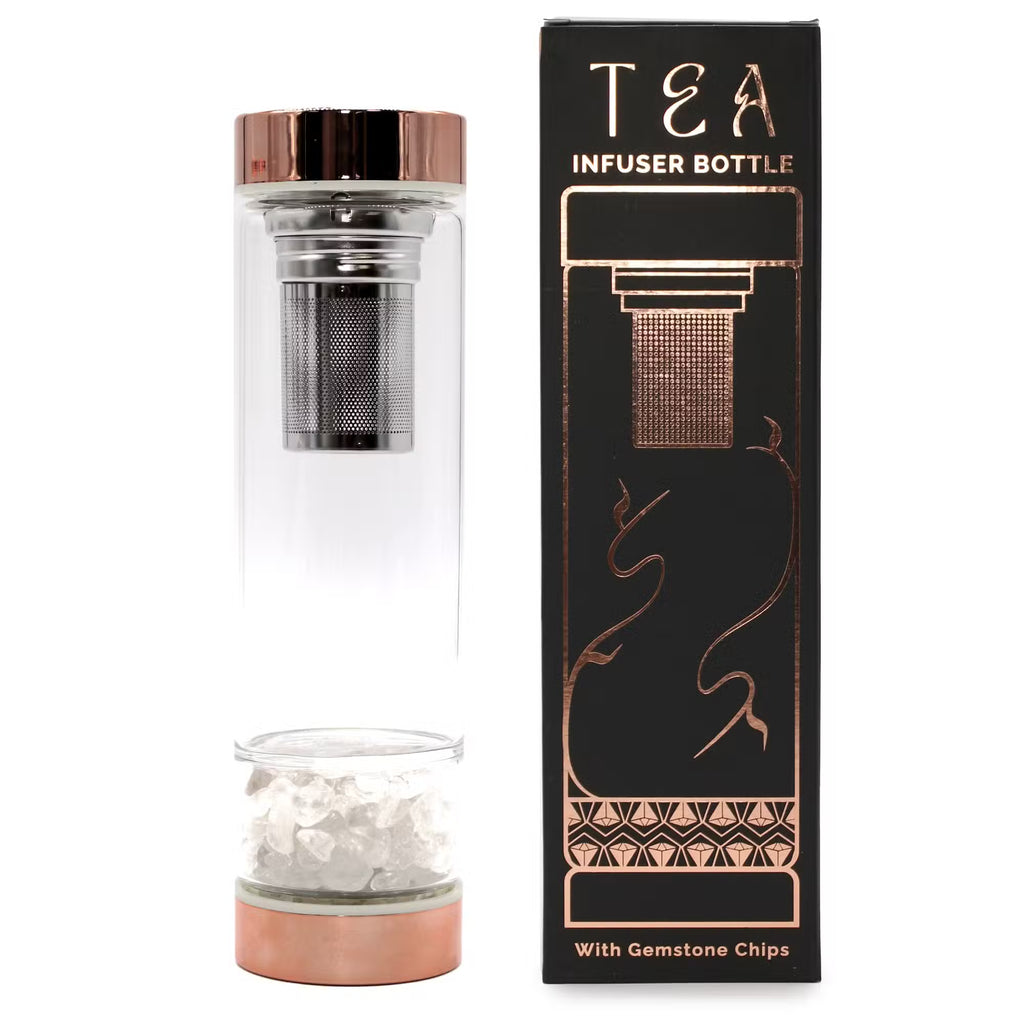 Crystal Glass Tea Infuser Bottle - Rose Gold - various