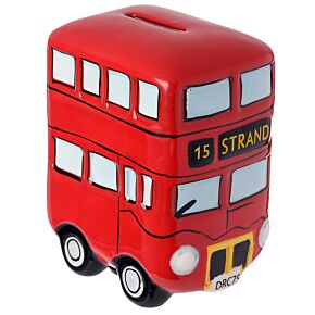 Ceramic Money boxes - Adoramols Sussu the Panda Red Routemaster Bus piggy banks