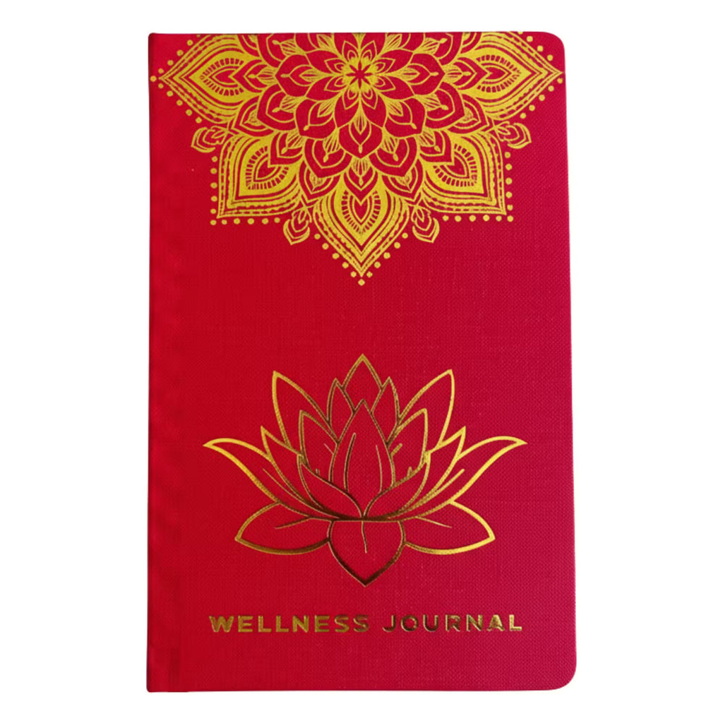 Red Wellness Journal - 120 pages - Golden Mandala and Lotus