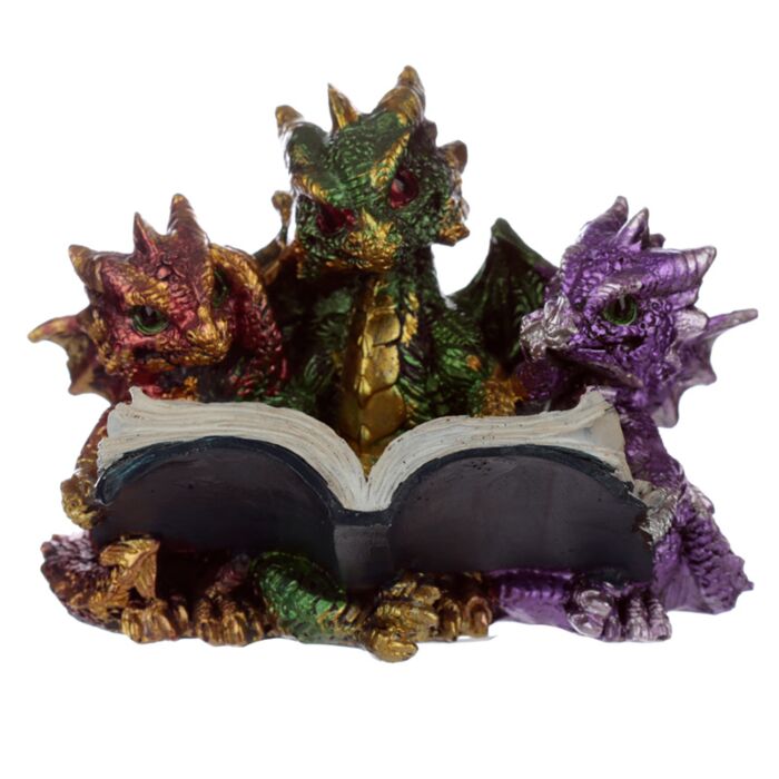 Elements Triple Baby Dragons Reading Ornament