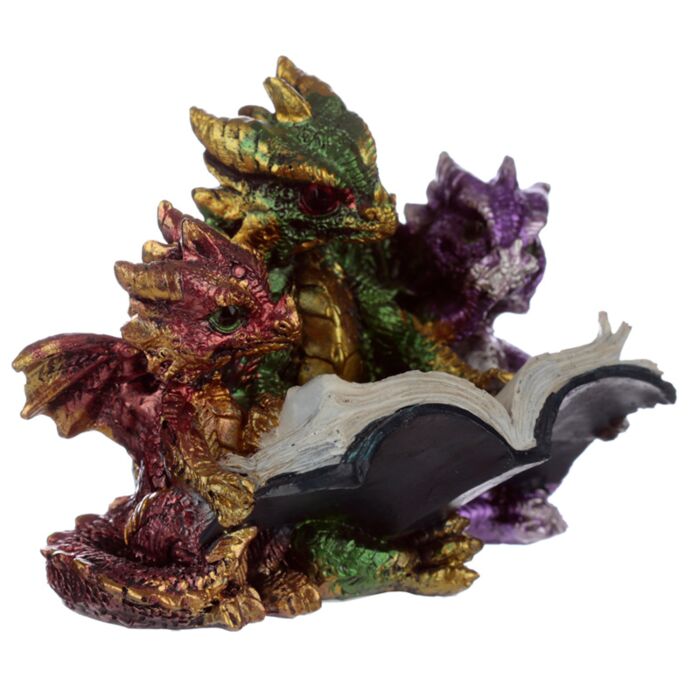 Elements Triple Baby Dragons Reading Ornament