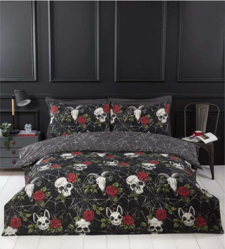 Skulls and Roses Gothic Bedding Duvet Cover Set Bedding